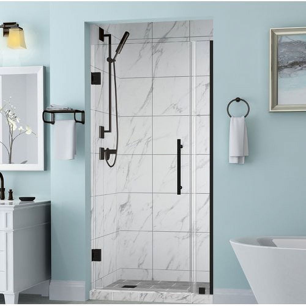 Belmore Frameless Hinged Shower Door in Oil Rubbed Bronze