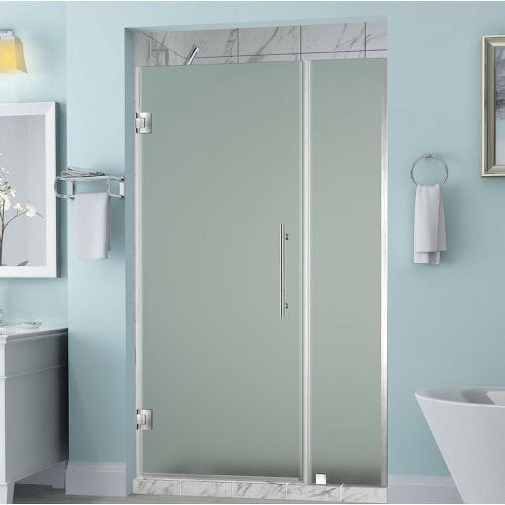 SDR965F-SS-4632-10 Belmore 45.25-46.25 x 72 in. Frameless Hinged Shower Door with Frosted Glass in Stainless Steel -  Aston