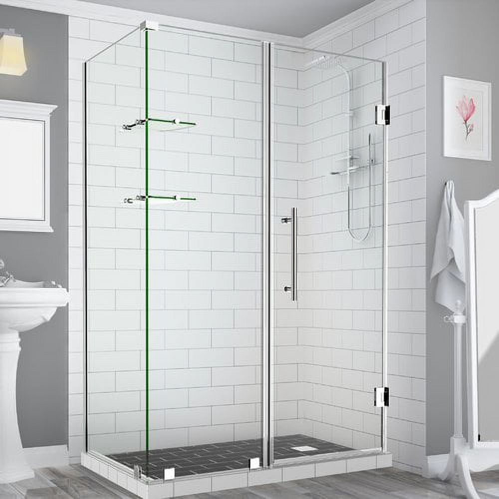 72 x 65 x 34.38 in. Bromley GS Frameless Corner Hinged Shower Enclosure with Glass Shelves, Chrome