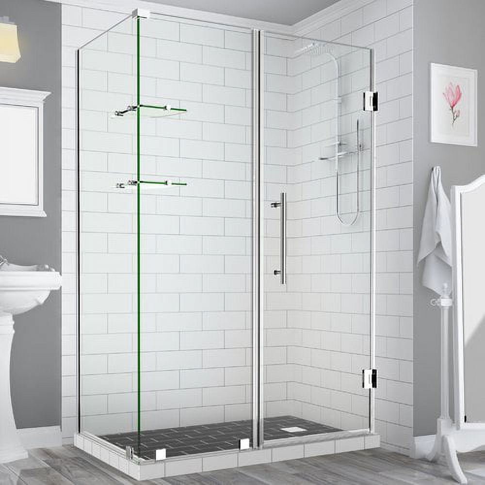72 x 65 x 36.38 in. Bromley GS Frameless Corner Hinged Shower Enclosure with Glass Shelves, Chrome