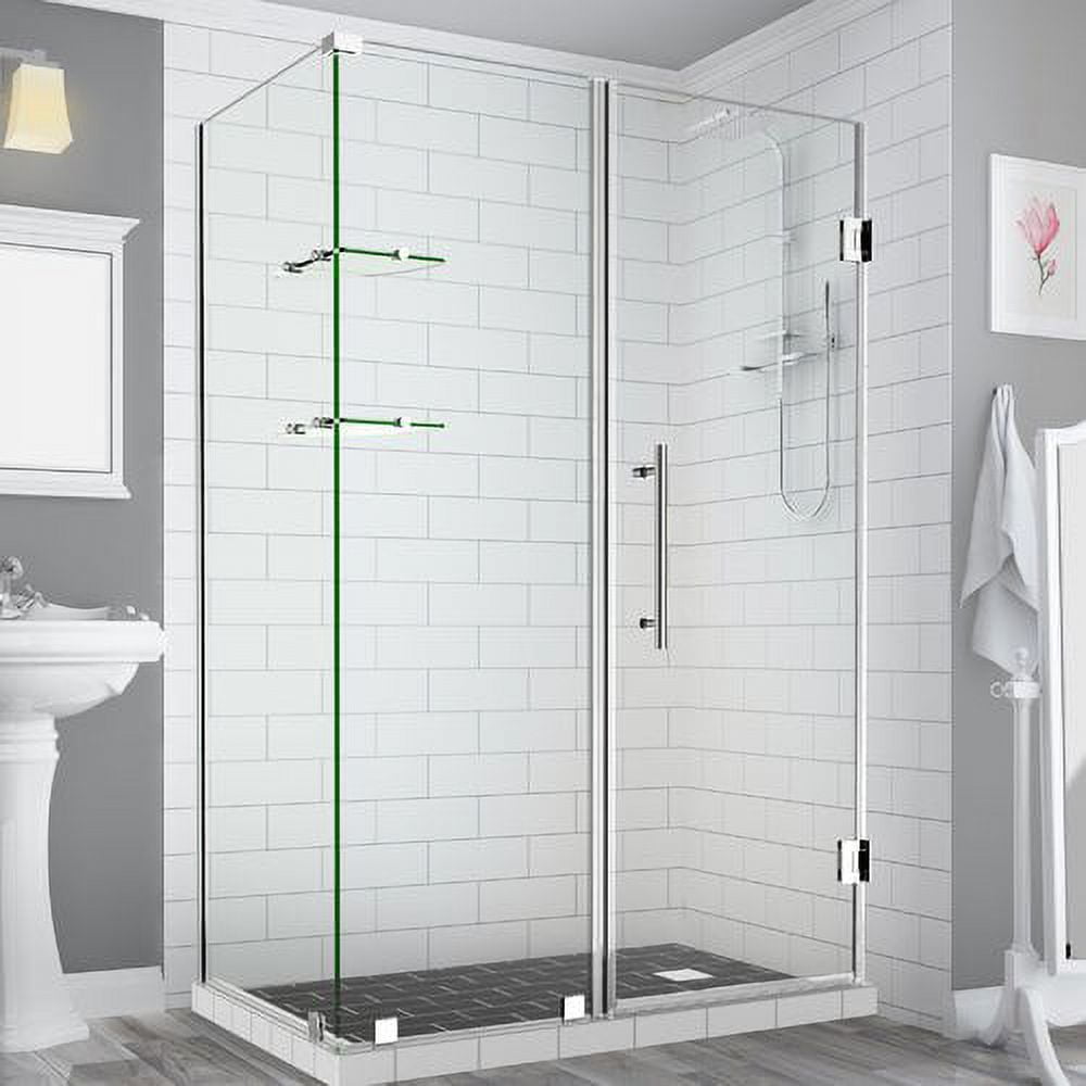 72 x 65 x 30.38 in. Bromley GS Frameless Corner Hinged Shower Enclosure with Glass Shelves, Chrome