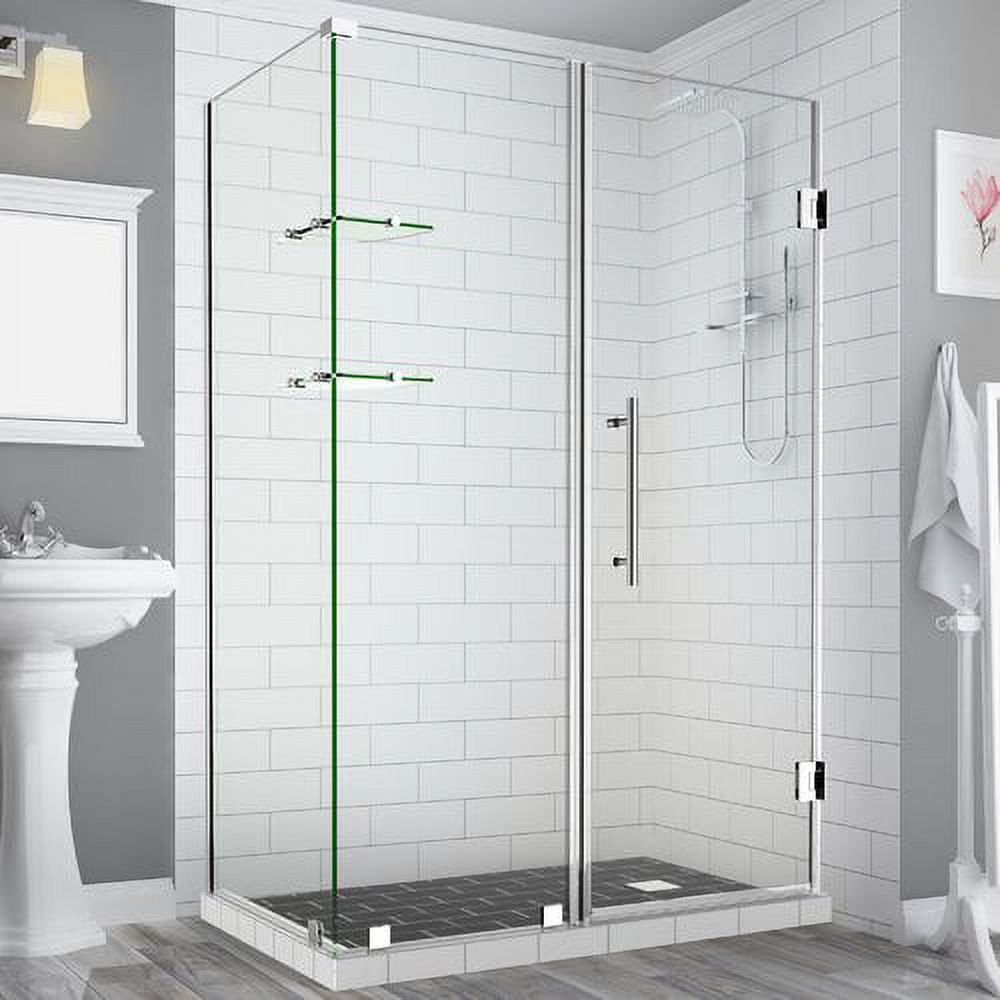 72 x 66 x 38.38 in. Bromley GS Frameless Corner Hinged Shower Enclosure with Glass Shelves, Chrome