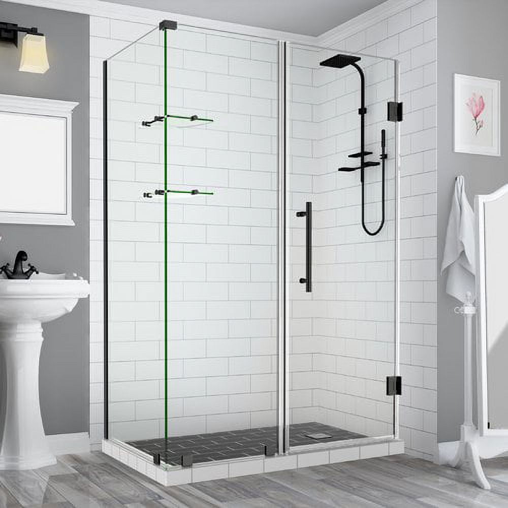 SEN962EZ-ORB-642636-10 72 x 64 x 36.38 in. Bromley GS Frameless Corner Hinged Shower Enclosure with Glass Shelves, Oil Rubbed Bronze