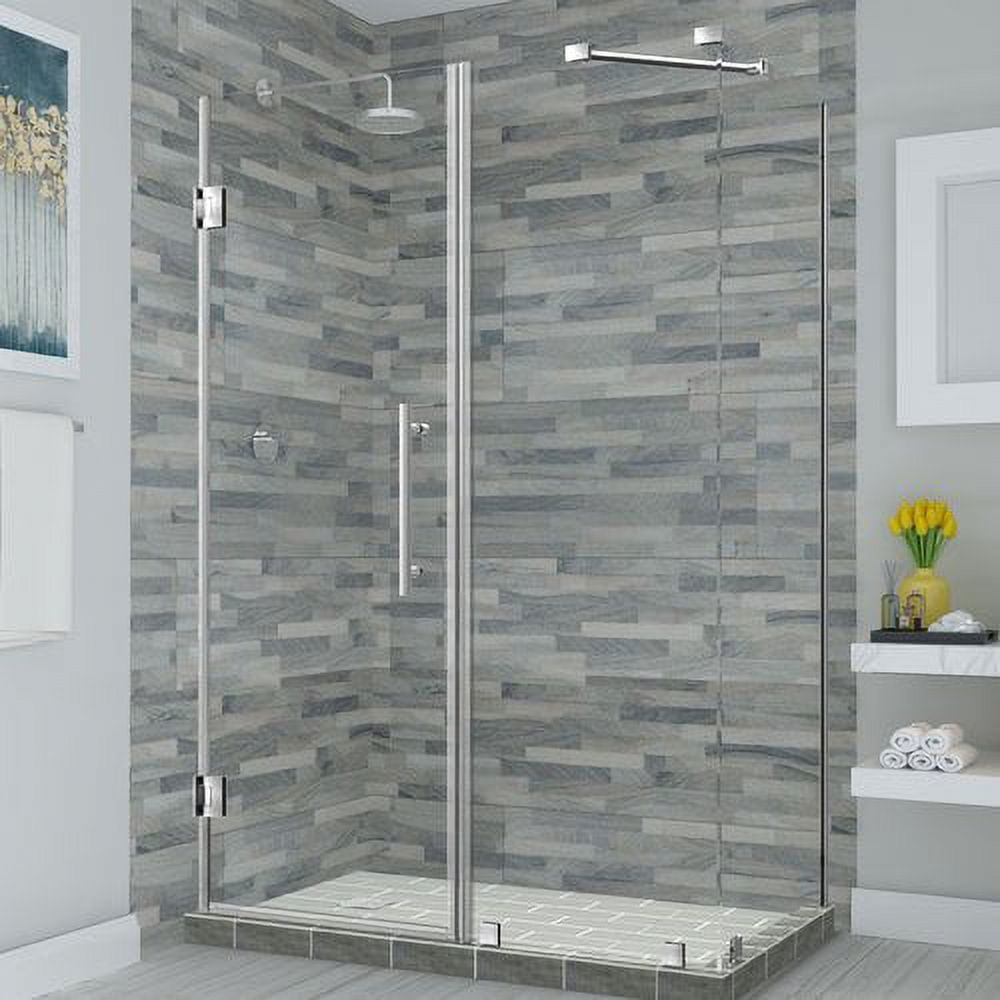 72 x 60 x 30.38 in. Bromley Frameless Corner Hinged Shower Enclosure, Stainless Steel