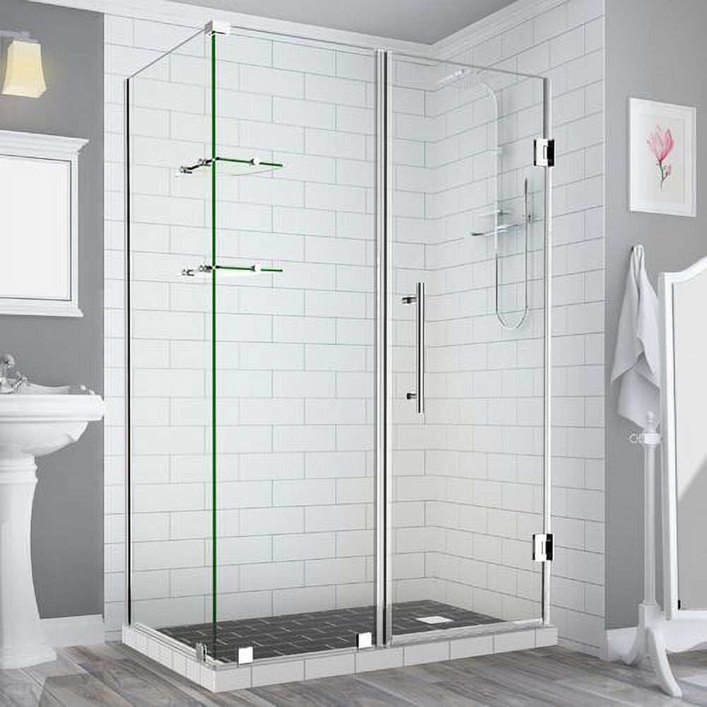 72 x 68 x 30.38 in. Bromley GS Frameless Corner Hinged Shower Enclosure with Glass Shelves, Chrome