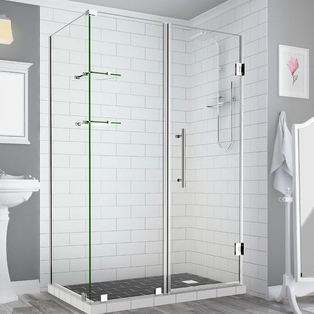 72 x 70 x 34.38 in. Bromley GS Frameless Corner Hinged Shower Enclosure with Glass Shelves, Chrome