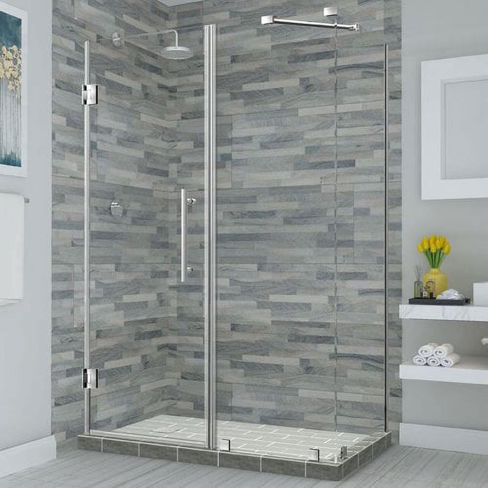 72 x 62 x 30.38 in. Bromley Frameless Corner Hinged Shower Enclosure, Stainless Steel
