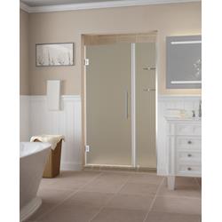 SDR960F-CH-5727-10 72 x 57 x 0.38 in. Belmore Frameless Hinged Shower Door with Frosted Glass & Glass Shelves, Chrome -  Aston