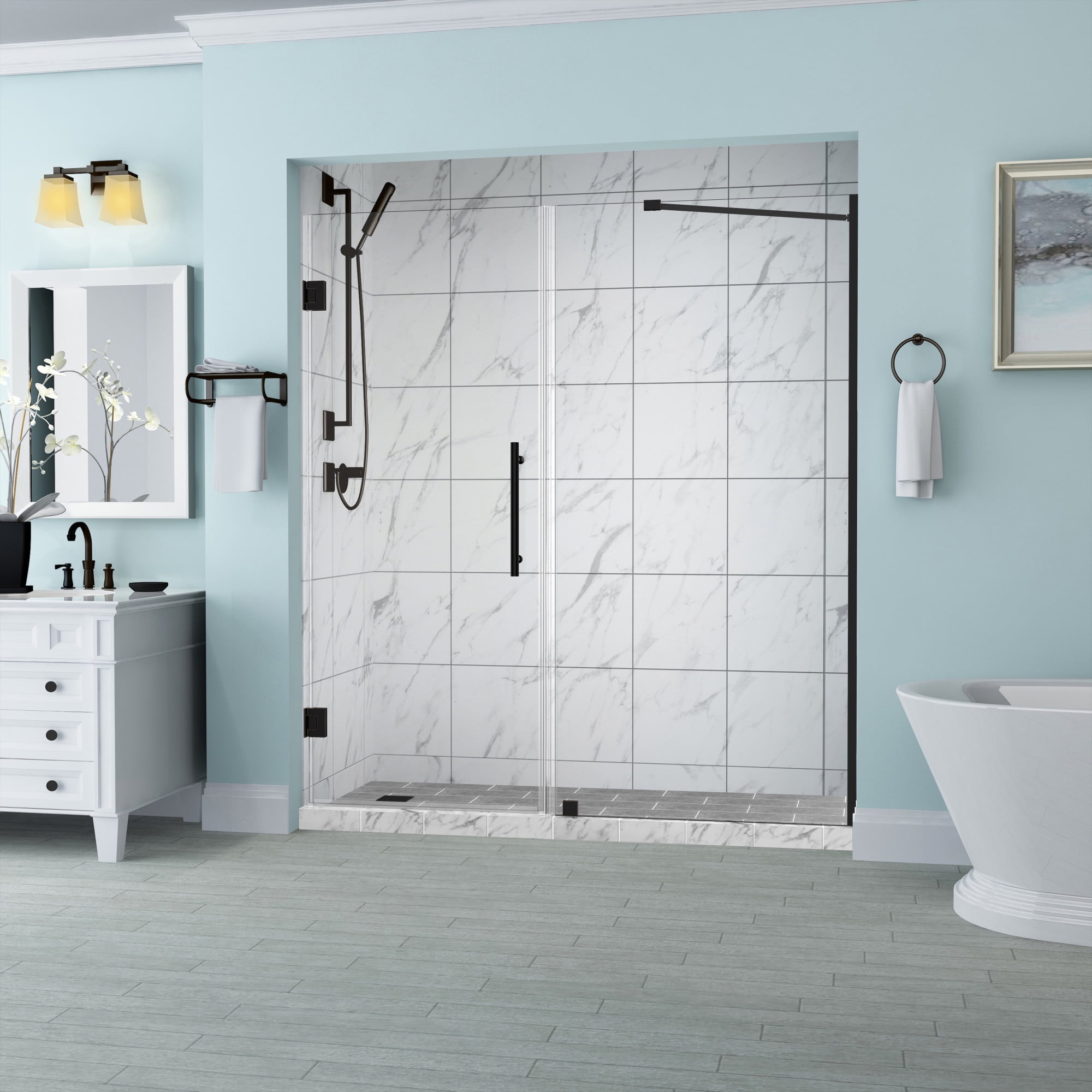Belmore Frameless Hinged Shower Door - Oil Rubbed Bronze