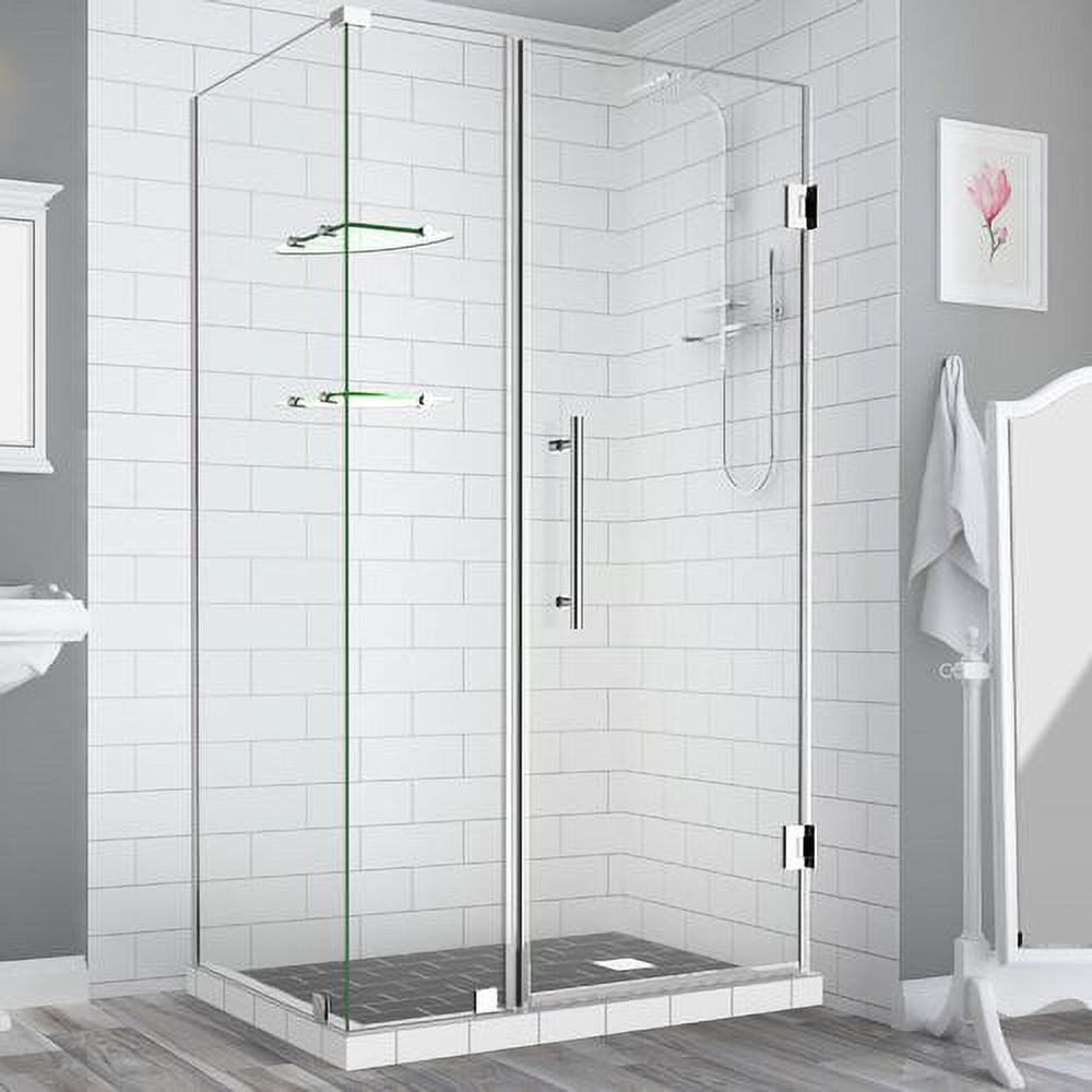 Bromley Frameless Corner Hinged Shower Enclosure - Chrome - 72 x 36 x 32.38 in.