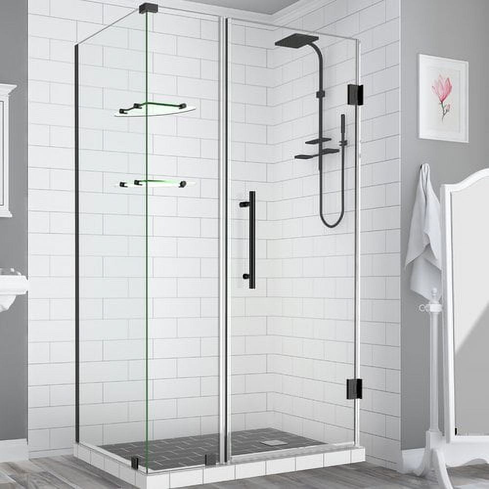 Bromley Frameless Corner Hinged Shower Enclosure with Glass Shelves - Oil Rubbed Bronze - 72 x 37 x 36.38 in.