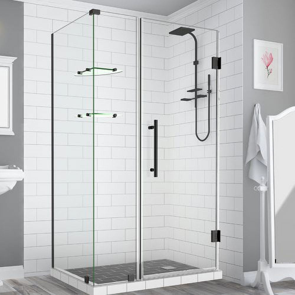 72 x 37 x 38.38 in. Bromley Frameless Corner Hinged Shower Enclosure with Glass Shelves, Oil Rubbed Bronze