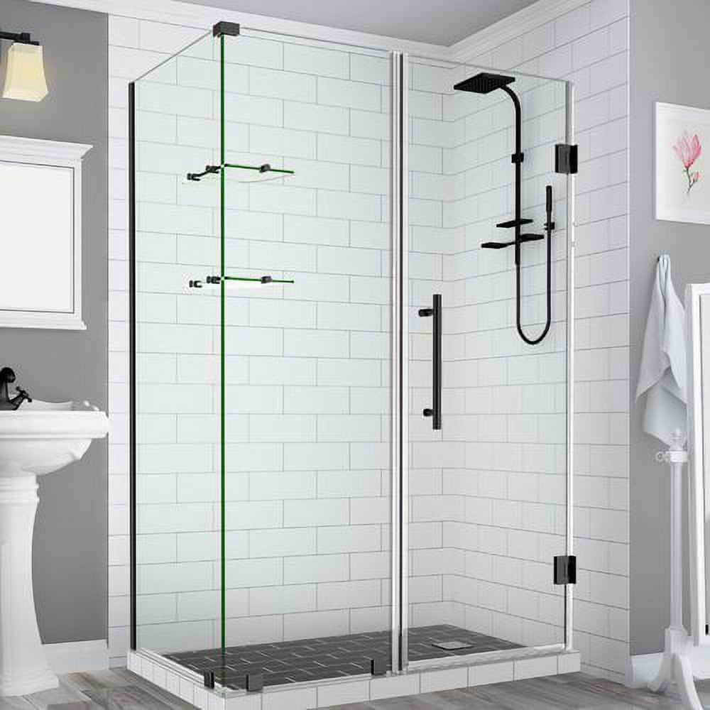 Bromley Frameless Corner Hinged Shower Enclosure with Glass Shelves - Oil Rubbed Bronze - 72 x 71 x 30.38 in.