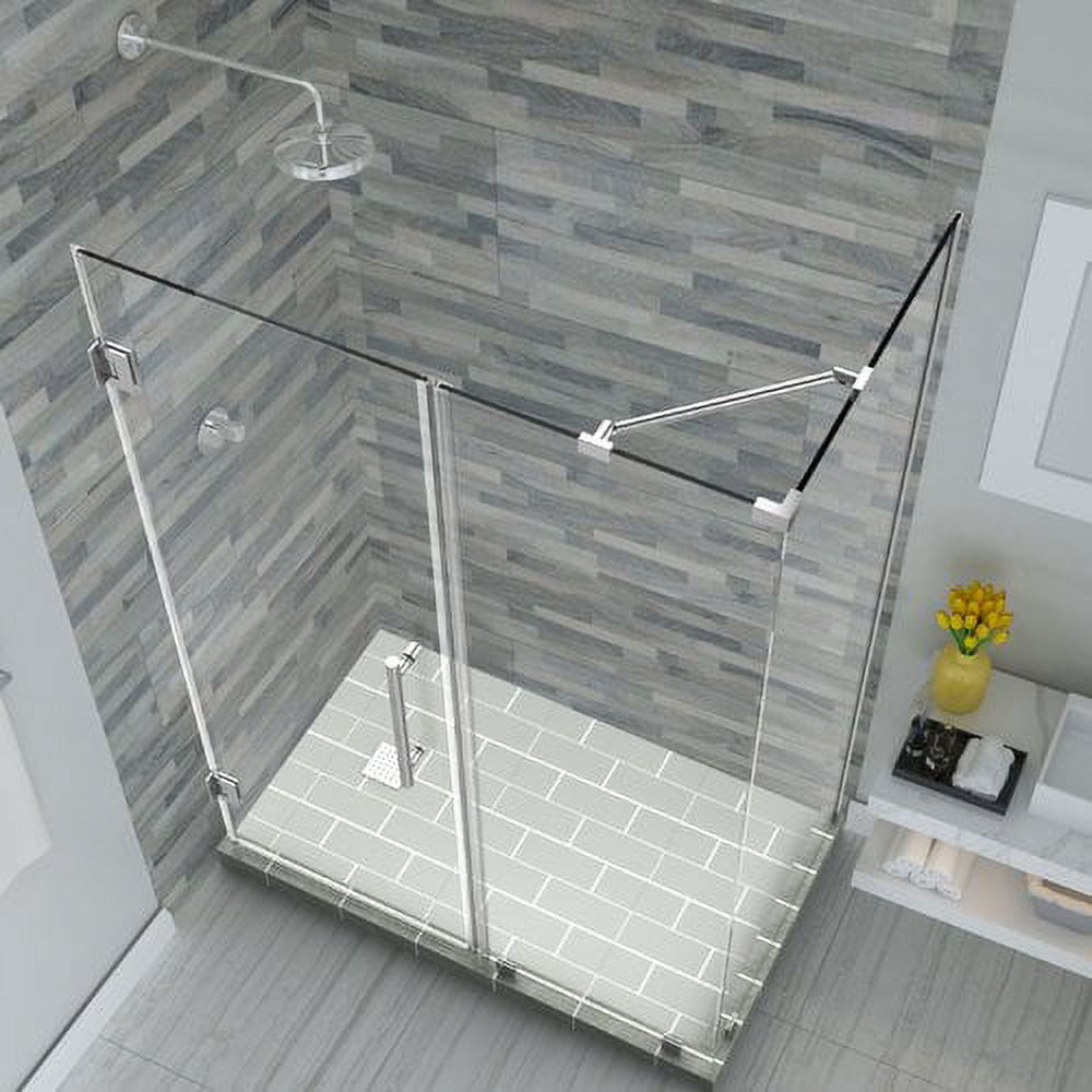 Bromley Frameless Corner Hinged Shower Enclosure - Chrome - 72 x 60 x 34.38 in.