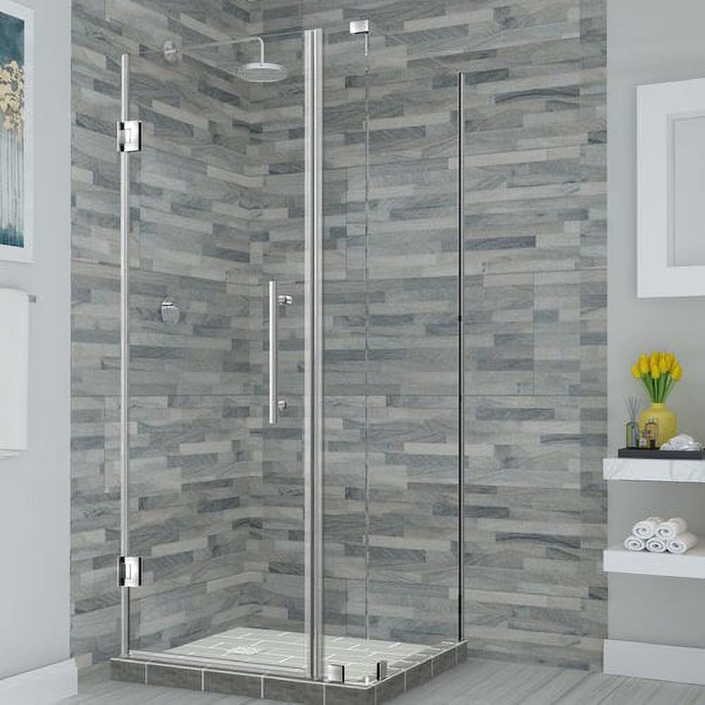72 x 28 x 30.38 in. Bromley Frameless Corner Hinged Shower Enclosure, Stainless Steel
