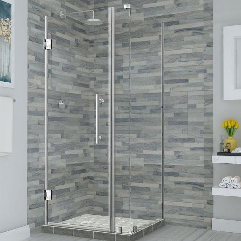 Bromley Frameless Corner Hinged Shower Enclosure - Stainless Steel - 72 x 28 x 34.38 in.