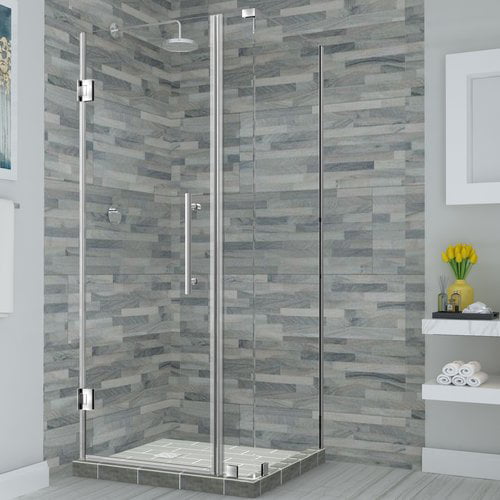 Bromley Frameless Corner Hinged Shower Enclosure - Stainless Steel - 72 x 29 x 30.38 in.