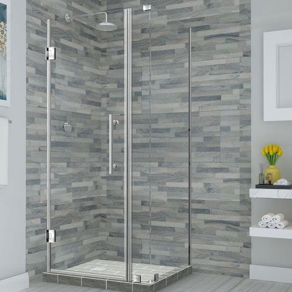 SEN967EZ-SS-302432-10 72 x 30 x 32.38 in. Bromley Frameless Corner Hinged Shower Enclosure, Stainless Steel