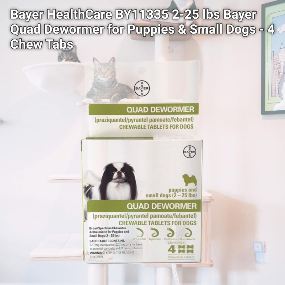 Picture of Bayer HealthCare BY11335 2-25 lbs Bayer Quad Dewormer for Puppies & Small Dogs - 4 Chew Tabs