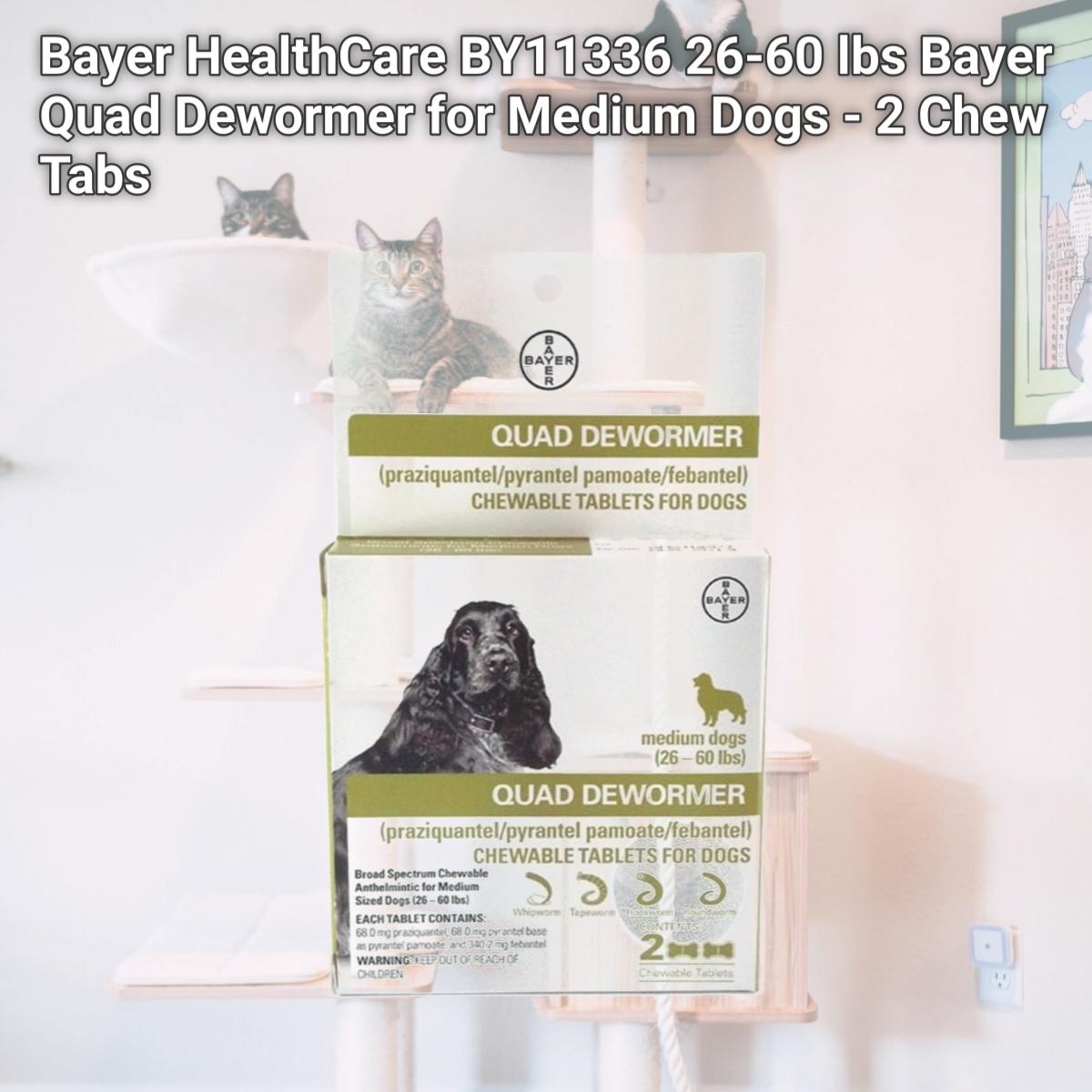 Picture of Bayer HealthCare BY11336 26-60 lbs Bayer Quad Dewormer for Medium Dogs - 2 Chew Tabs