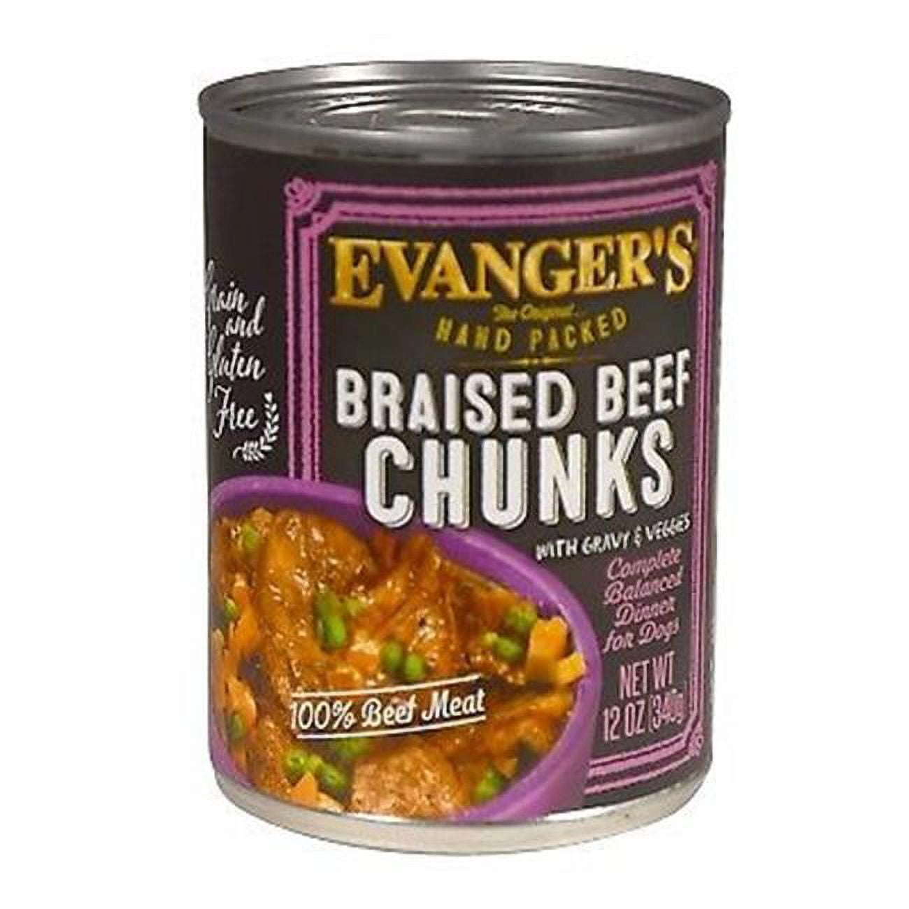 Picture of Evangers EG21107 Super Premium Hand-Packed Braised Beef Chunks with Gravy Canned Dog Food