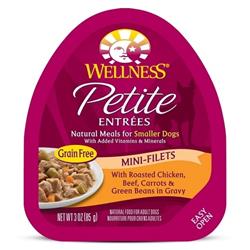 Picture of Wellpet OM09083 3 oz Wellness Petite Entrees Mini-Filets Grain Free Natural Roasted Chicken & Beef Recipe Wet Dog Food - Case of 12