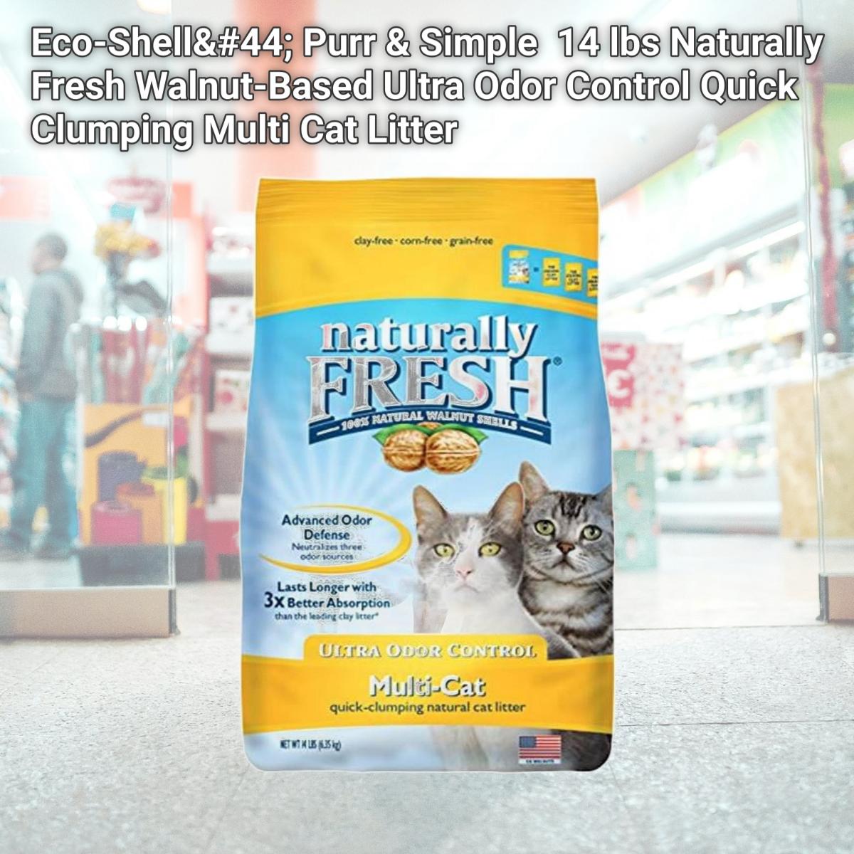Picture of Eco-Shell&#44; Purr & Simple ES22005 14 lbs Naturally Fresh Walnut-Based Ultra Odor Control Quick Clumping Multi Cat Litter
