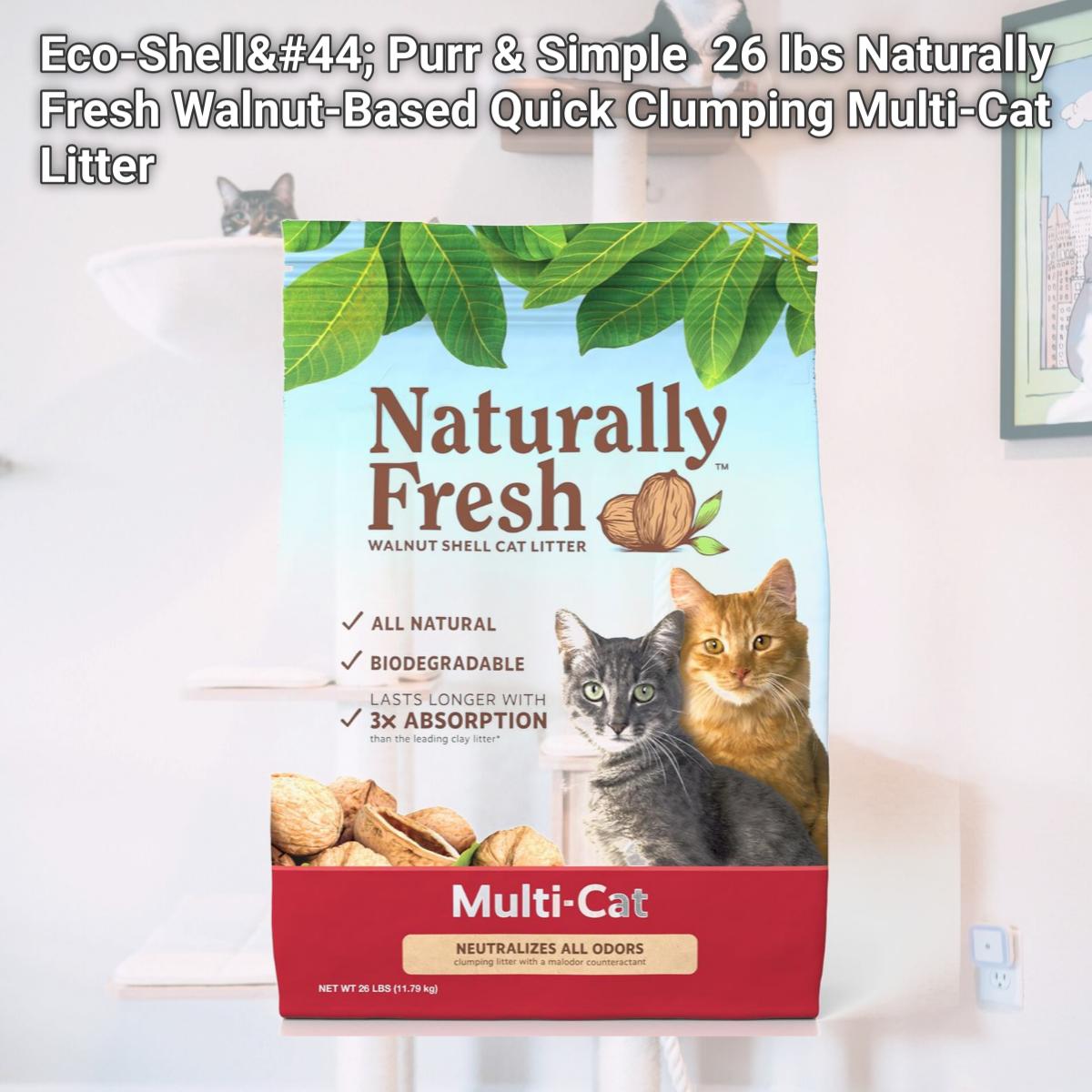 Picture of Eco-Shell&#44; Purr & Simple ES23002 26 lbs Naturally Fresh Walnut-Based Quick Clumping Multi-Cat Litter
