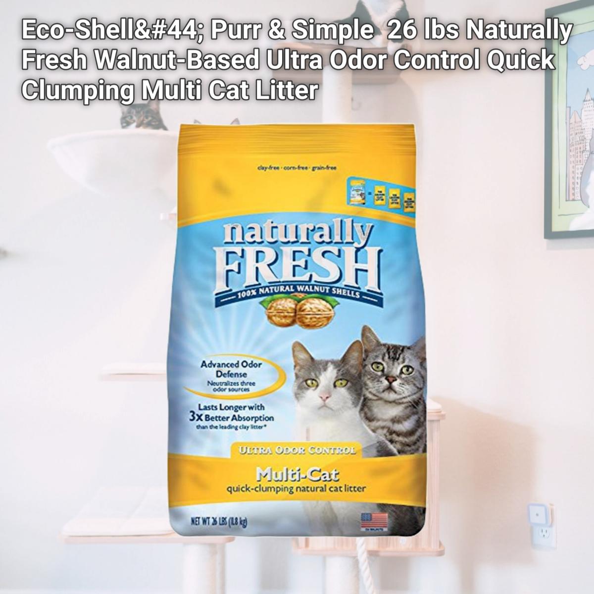 Picture of Eco-Shell&#44; Purr & Simple ES23004 26 lbs Naturally Fresh Walnut-Based Ultra Odor Control Quick Clumping Multi Cat Litter