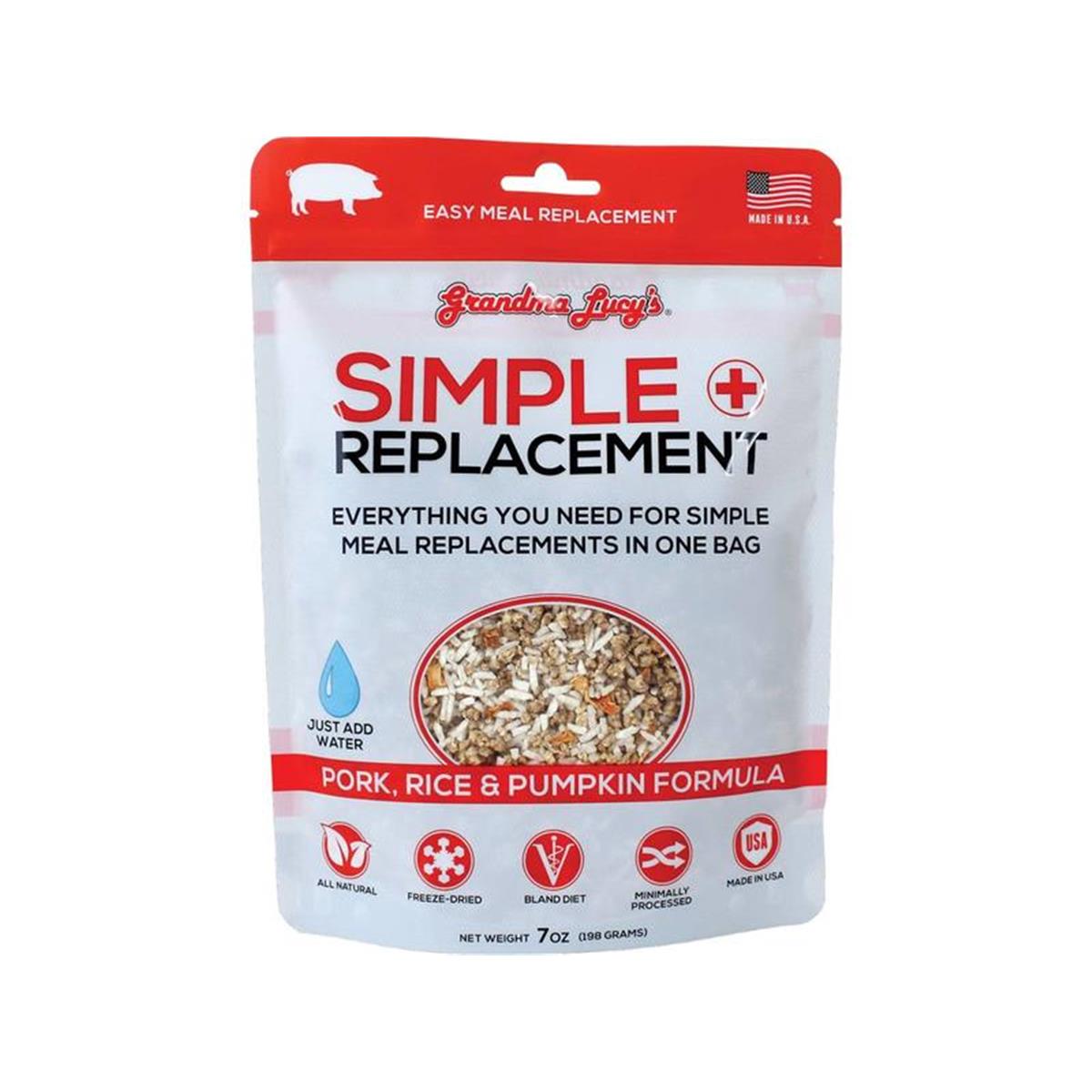 Picture of Grandma Lucys GL82802 7 oz Simple Replacement Freeze-Dried Pork Rice & Pumpkin Pet Food