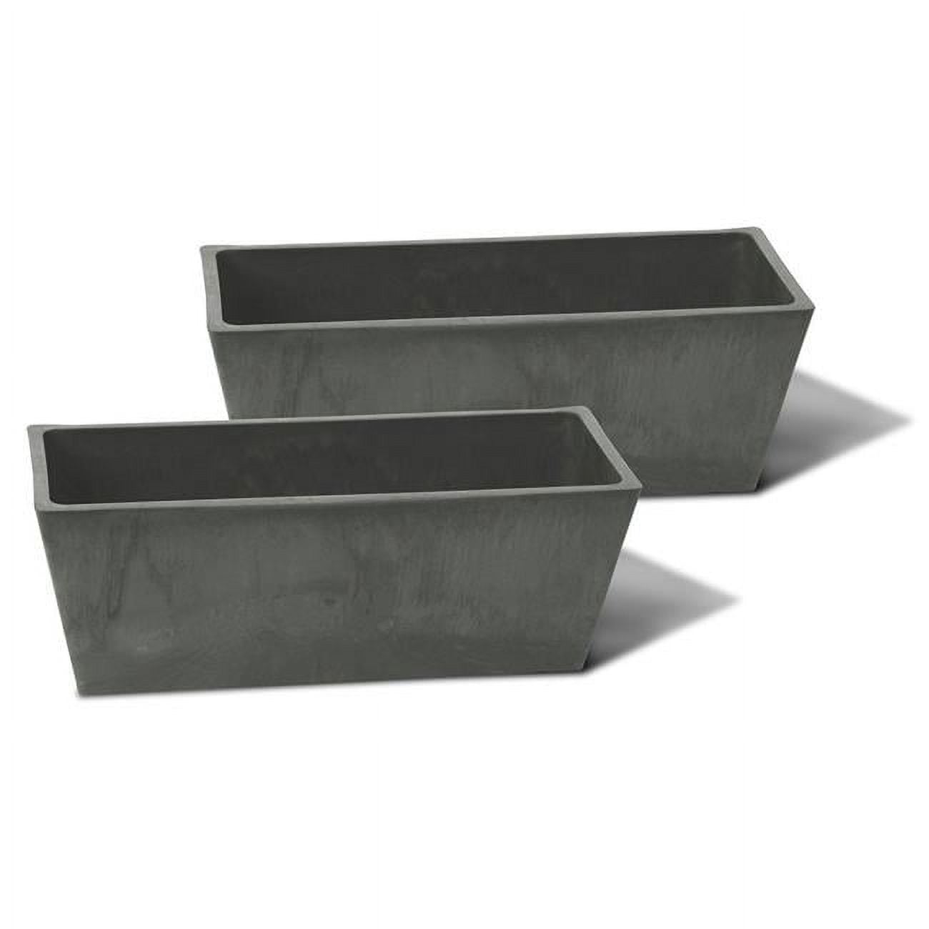 19636 5.5 x 6 x 14 in. Valencia Rectangle Windowsill Planter, Light Charcoal - Pack of 2