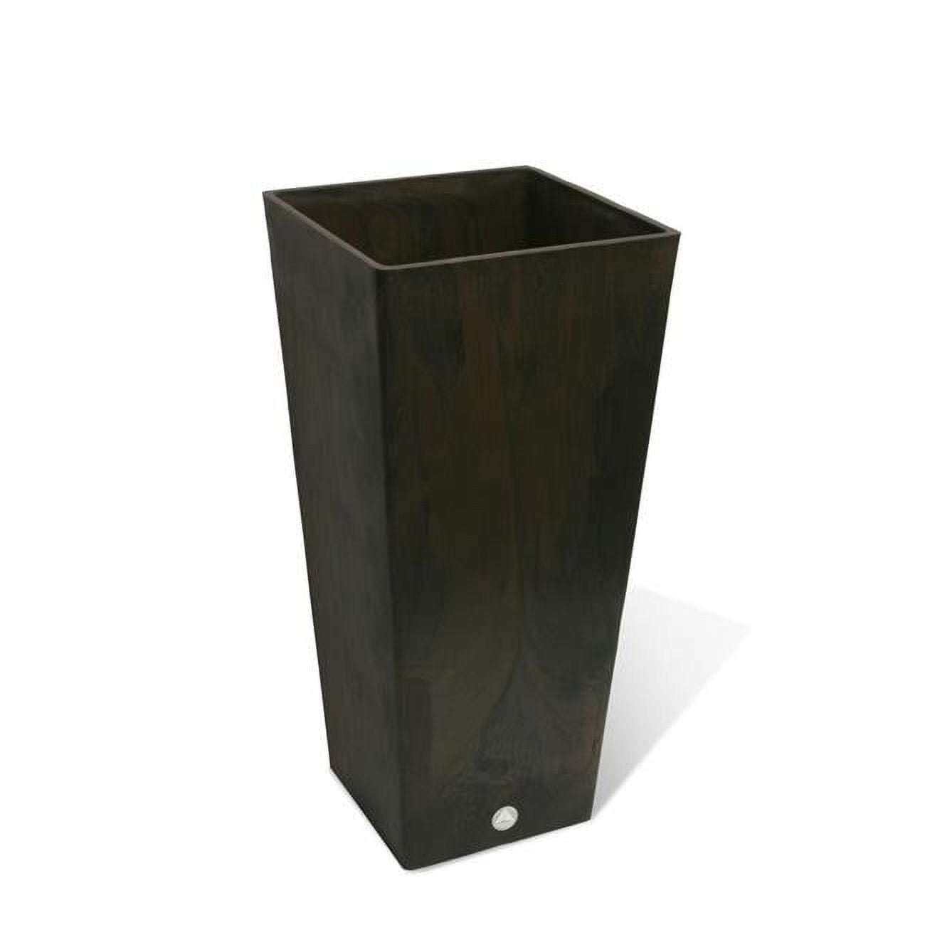 13 x 28 in. Valencia Square Taper Planter with Elevated Plant Shelf - Chocolate Marble