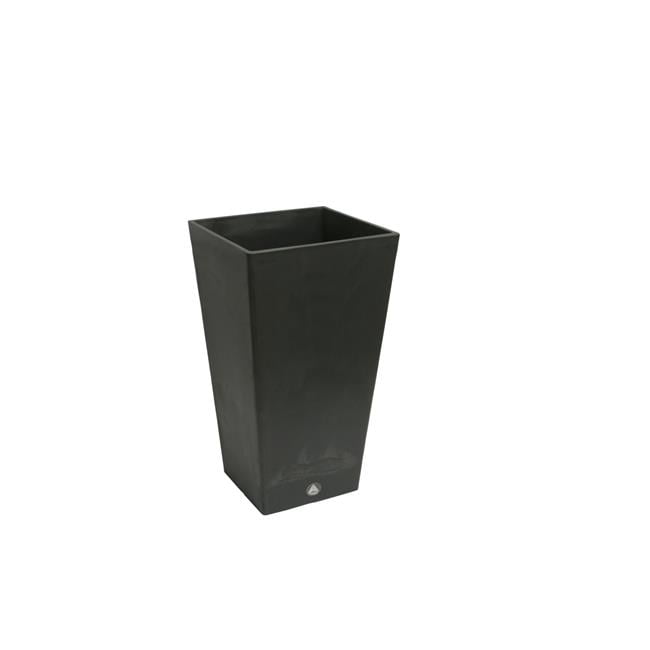 14 x 24 in. Valencia Square Taper Planter with Elevated Plant Shelf - Slate