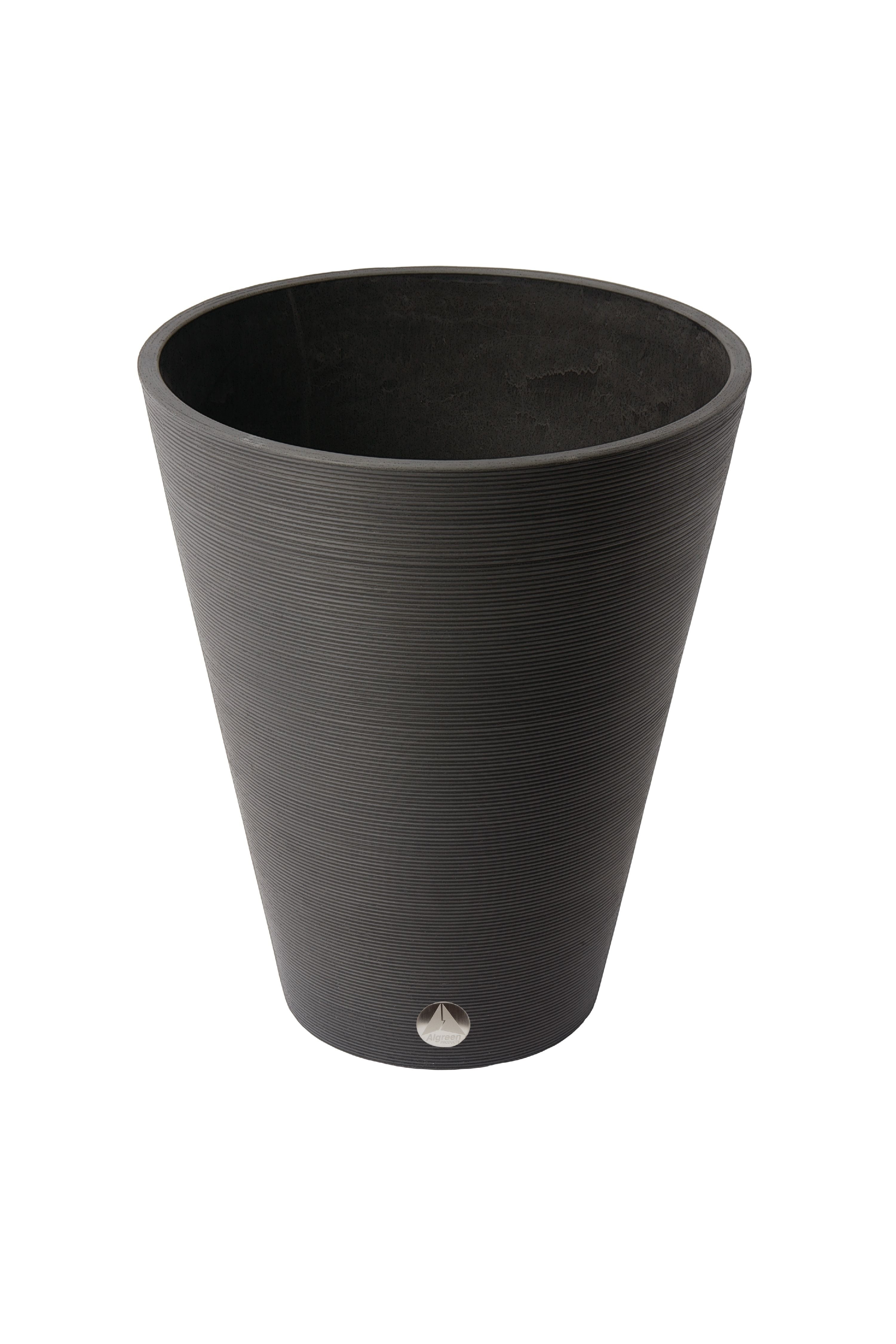 16339 Valencia 15 in. by 18.5 in. Round Ribbed Taper Planter, Black
