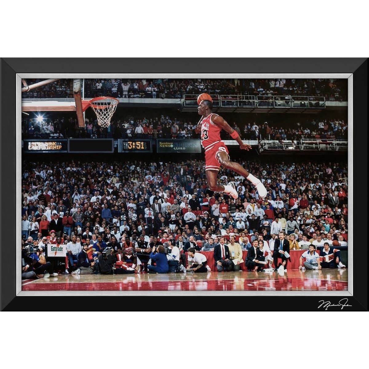 Picture of Autograph Authentic AACMB32689 39 x 27 in. NBA Michael Jordan 1988 All-Star Game Slam Dunk Framed Canvas
