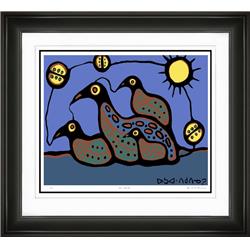 Picture of Autograph Authentic AAAPA32917 30 x 33 in. Loon Family by Norval Morrisseau Framed Art Print