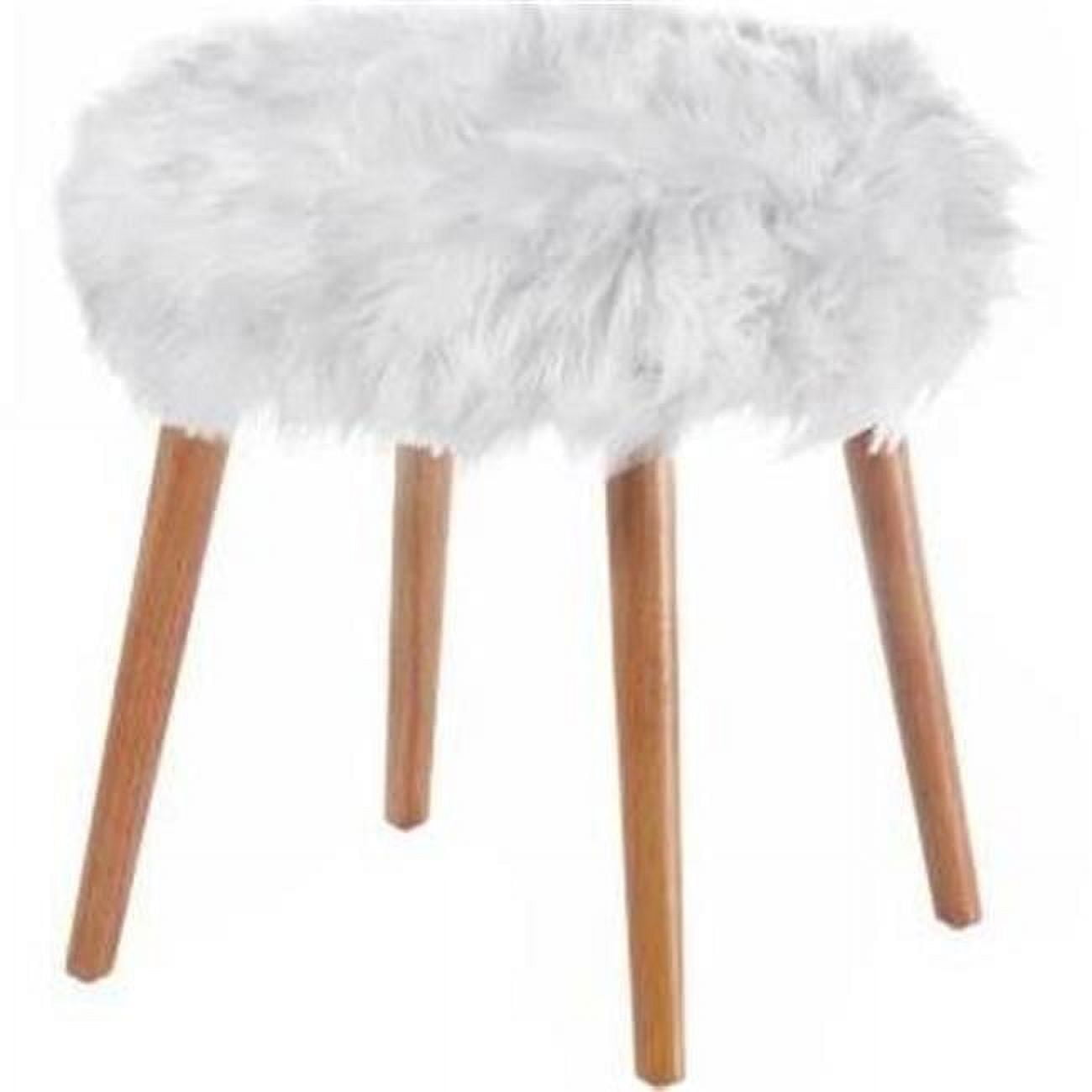 Picture of AE Wholesale 10018179 Faux Fur Foot Stool&#44; White