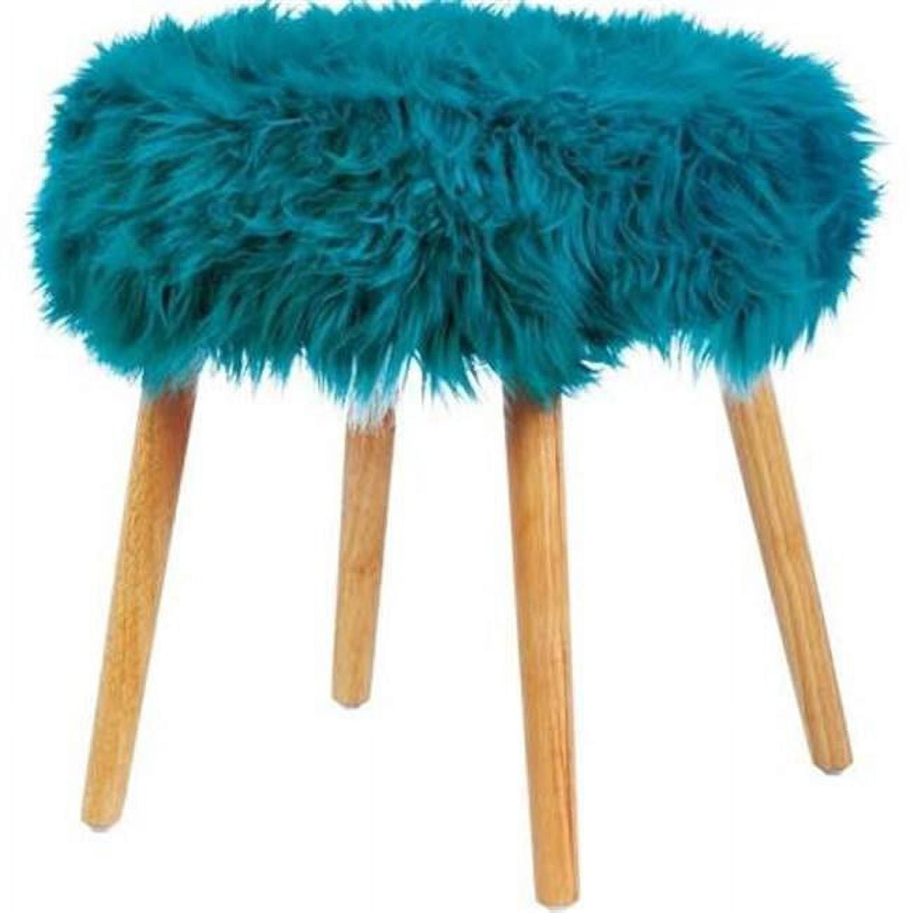 Picture of AE Wholesale 10018181 Faux Fur Foot Stool&#44; Turquoise