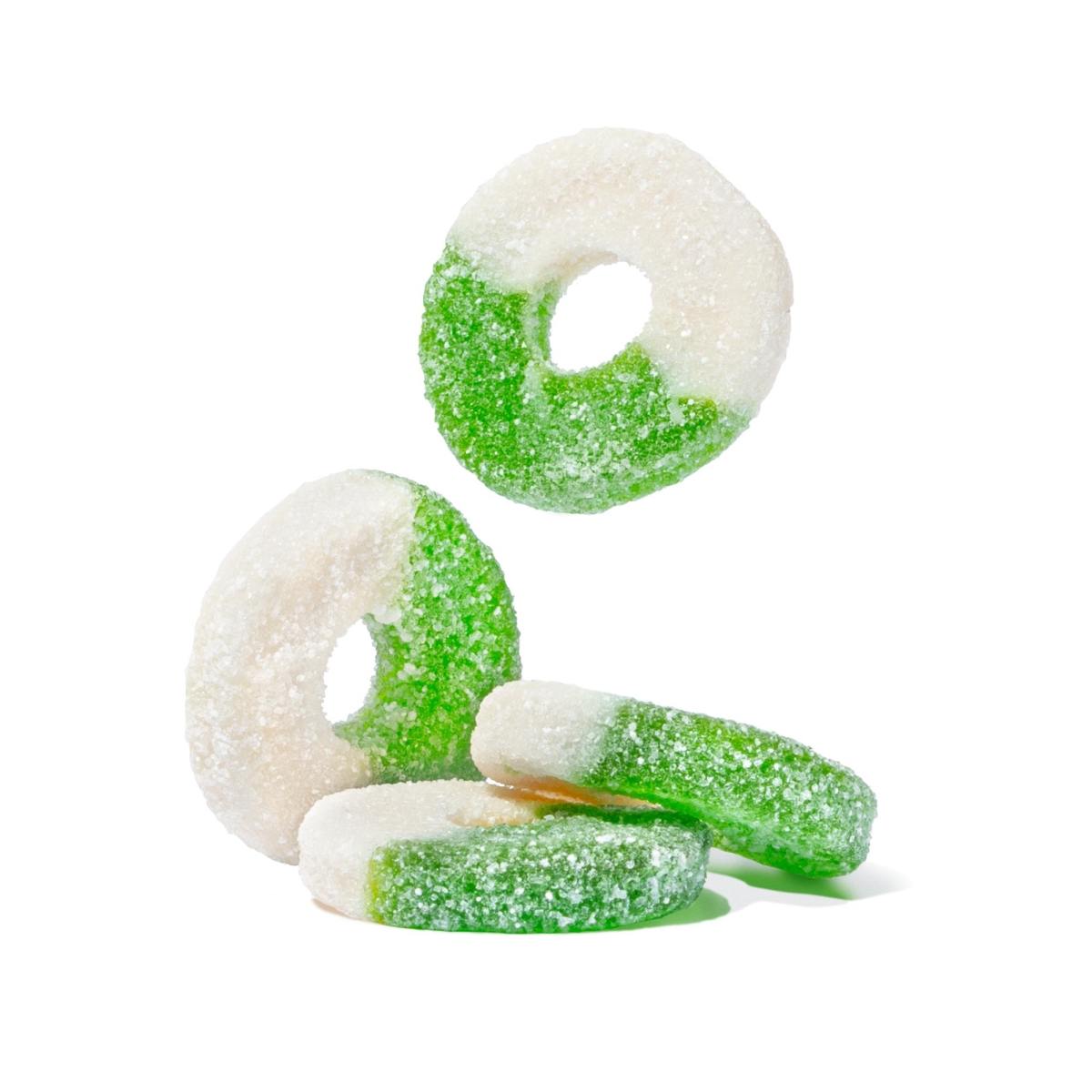 50128 4.5 lbs Gummi Apple Rings, Green & White - Pack of 4