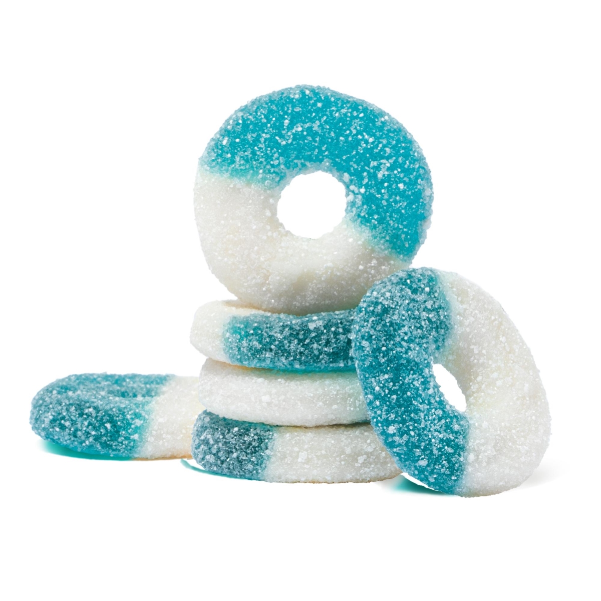 50131 4.5 lbs Gummi Blue Raspberry Rings, Blue & White - Pack of 4