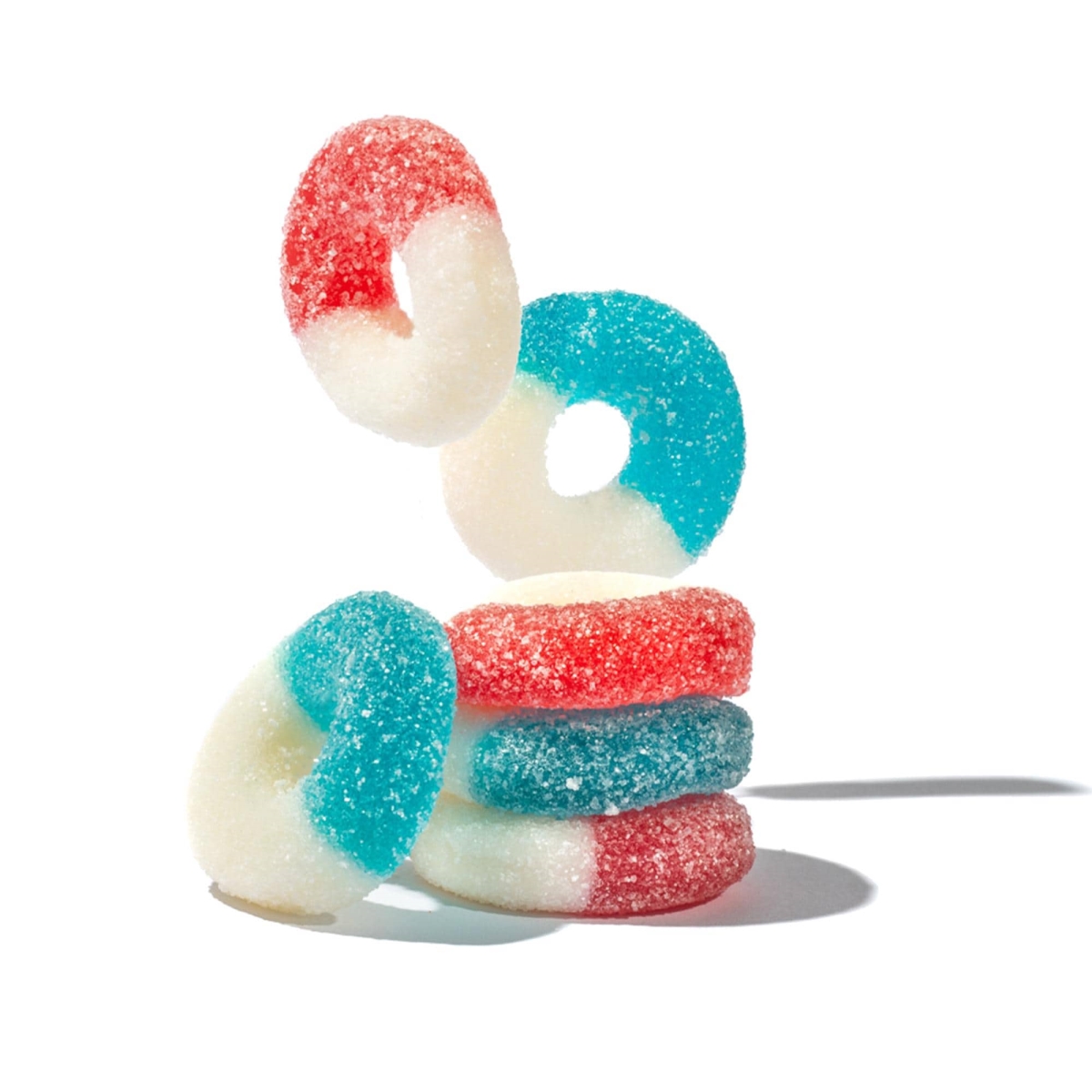 50135 4.5 lbs Gummi Freedom Cherry & Raspberry Rings, Blue, Red & White - Pack of 4