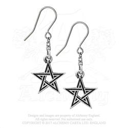 E395 Black Star Earrings, Pewter & Surgical Steel