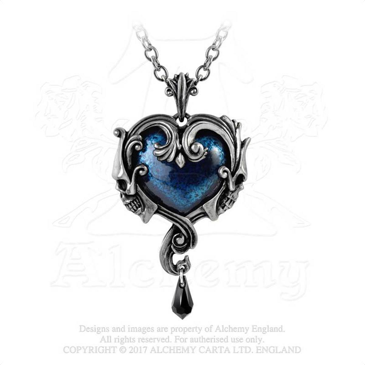 Affaire Du Coeur Pendant - Pewter, Midnight Blue Stone & Black Dropper
