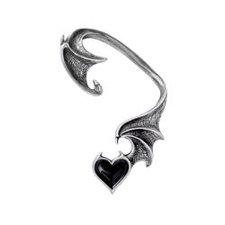 Picture of Alchemy Gothic E445 2.52 in. Blacksoul Demon Wing Black Heart Left EarWrap Earring&#44; Silver