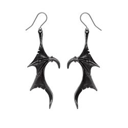 2.64 in. Wing of Midnight Dragon Wing Earrings, Black