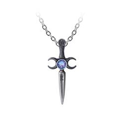 Wicca Athame Dagger - Silver - 21 in. - Ceremonial Tool with Swarovski Crystal