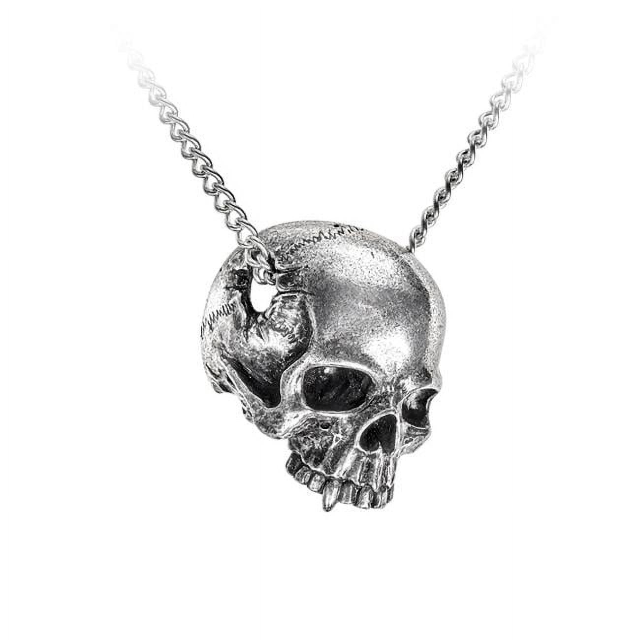 21 in. All That Remains Crushed Skull Necklace, Silver