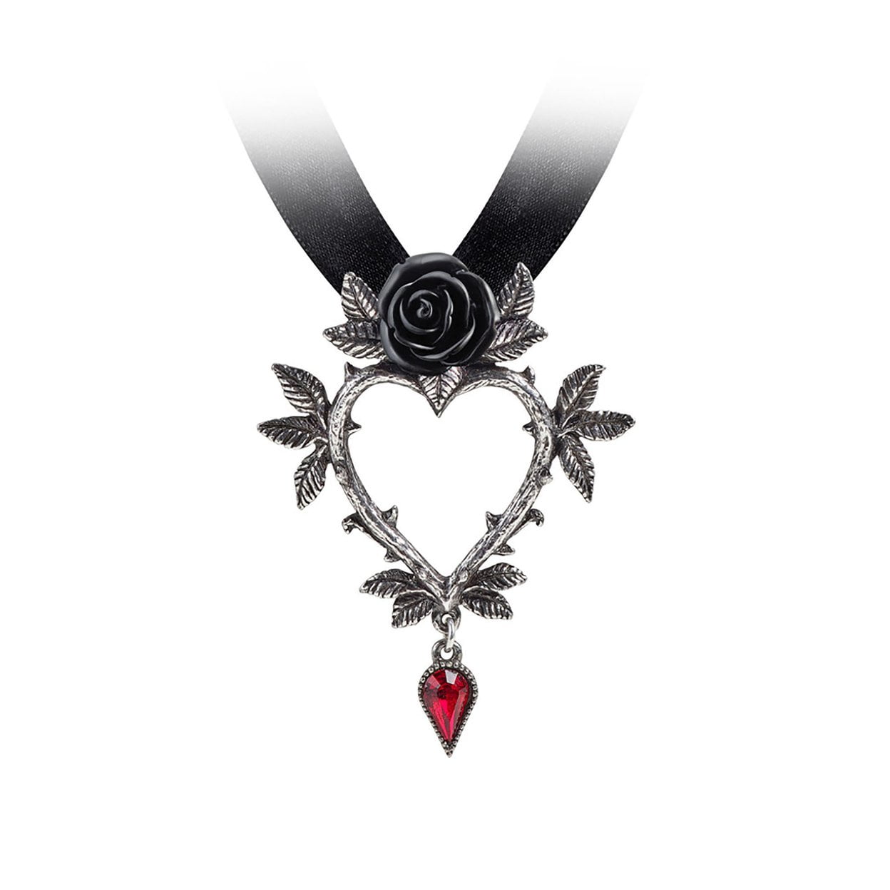 24 in. Guirlande D Amour Heart Pendant Necklace, Silver