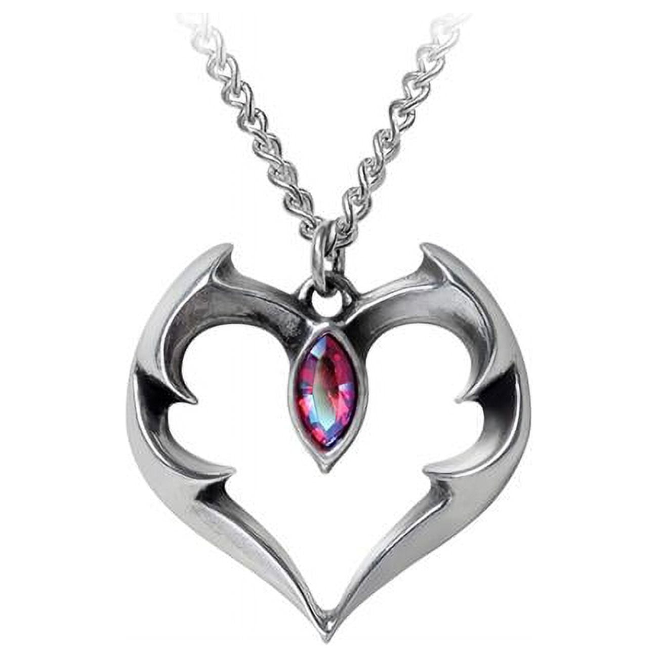 21 in. Batheart Bat Wing Heart Crystal Pendant Necklace