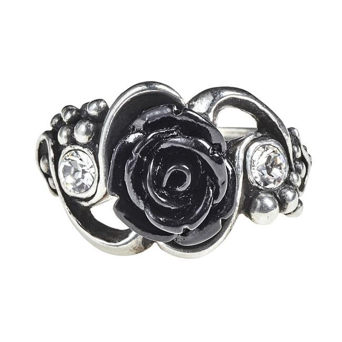 Bacchanal Crystal Black Rose Ring - Size 7